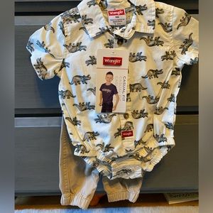 Wrangler 2 piece boy Dino Outfit 9 months NWT